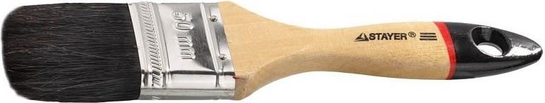 Кисть флейцевая STAYER UNIVERSAL-EURO плоская черная натуральная щетина, деревянная ручк 01022-050