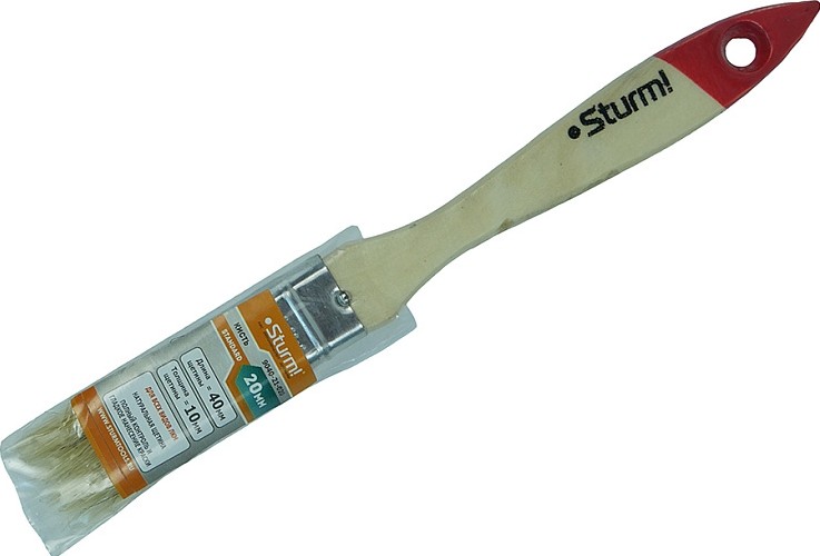 Кисть флейцевая Sturm 9040-21-020 3/4" (20мм), натуральная щетина, деревянная ручка - изображение 3