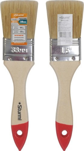 Кисть флейцевая Sturm 9040-21-038 1,5" (38мм), натуральная щетина, деревянная ручка