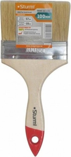 Кисть флейцевая Sturm 9040-21-100 4" (100мм), натуральная щетина, деревянная ручка
