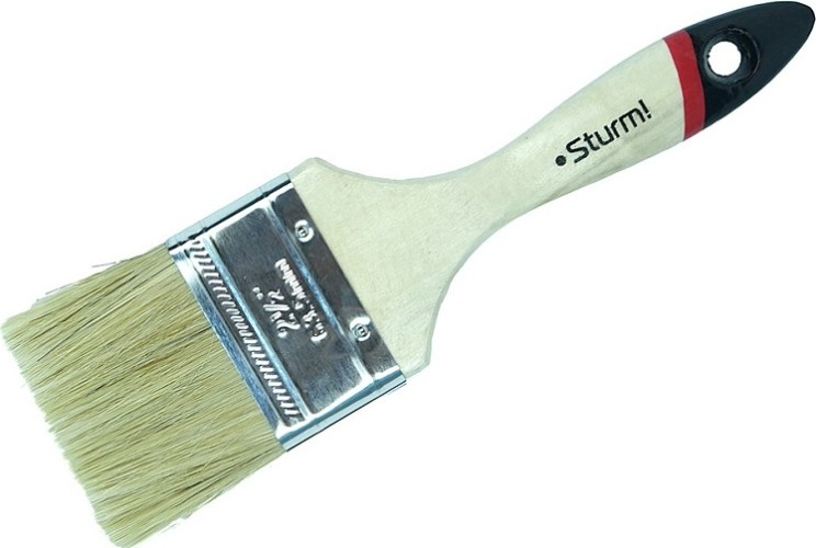 Кисть флейцевая Sturm 9040-22-063 2,5" (63мм), натуральная щетина, деревянная ручка