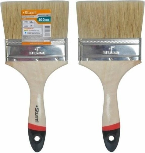 Кисть флейцевая Sturm 9040-22-100 4" (100мм), натуральная щетина, деревянная ручка