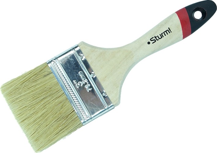 Кисть флейцевая Sturm 9040-22-075 3" (75мм), натуральная щетина, деревянная ручка
