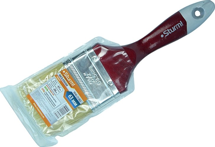 Кисть флейцевая Sturm 9040-23-063 2,5" (63мм), натуральная щетина, деревянная ручка - изображение 3