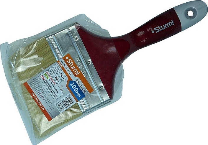Кисть флейцевая Sturm 9040-23-100 4" (100мм), натуральная щетина, деревянная ручка - изображение 3