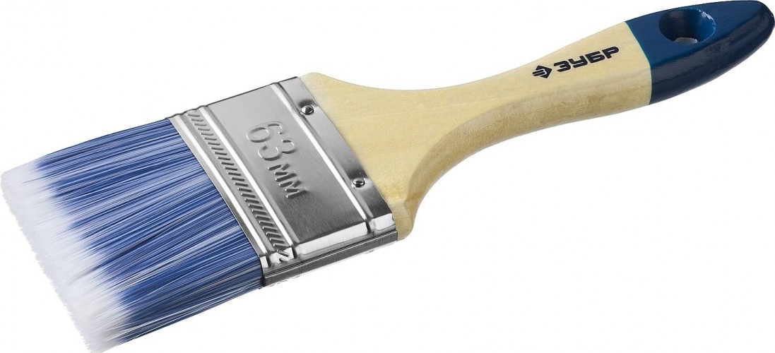 Кисть флейцевая ЗУБР АКВА плоская искусственная щетина, деревянная ручка, 63 4-01007-063