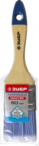 Кисть флейцевая ЗУБР АКВА плоская искусственная щетина, деревянная ручка, 50 4-01007-050 - изображение 2