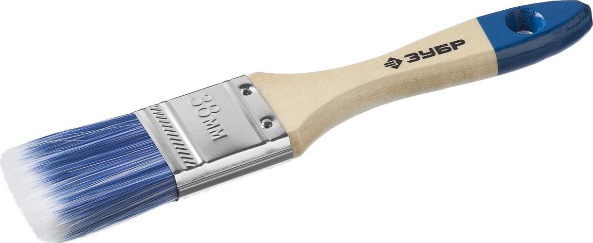 Кисть флейцевая ЗУБР АКВА плоская искусственная щетина, деревянная ручка, 38 4-01007-038