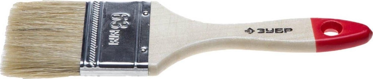 Кисть флейцевая ЗУБР УНИВЕРСАЛ-СТАНДАРТ 63 мм плоская, натуральная щетина, дер. ручка 4-01001-063