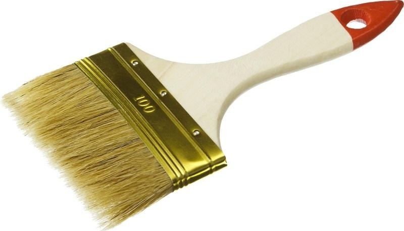 Кисть флейцевая ЗУБР УНИВЕРСАЛ плоская светлая щетина, деревянная ручка, 100мм 01099-100_z01