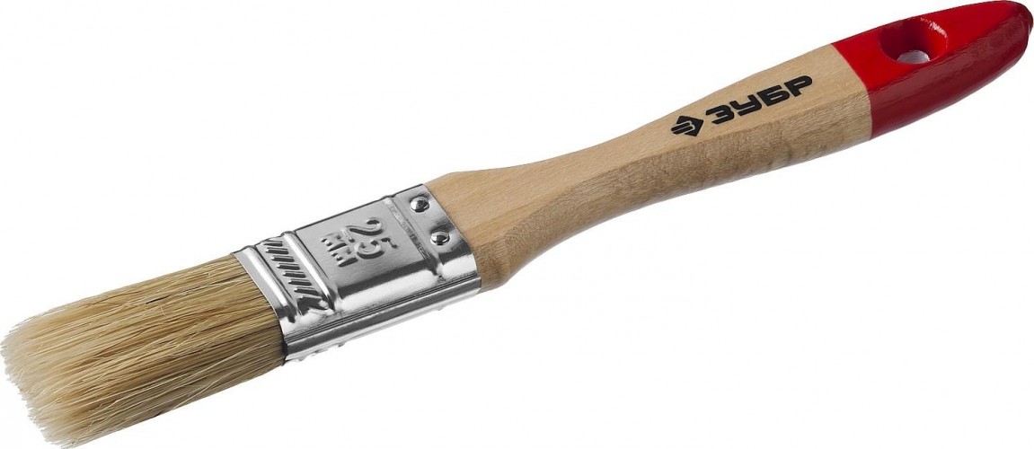 Кисть флейцевая ЗУБР УНИВЕРСАЛ-МАСТЕР 25 мм плоская натуральная щетина, дер. ручка 4-01003-025