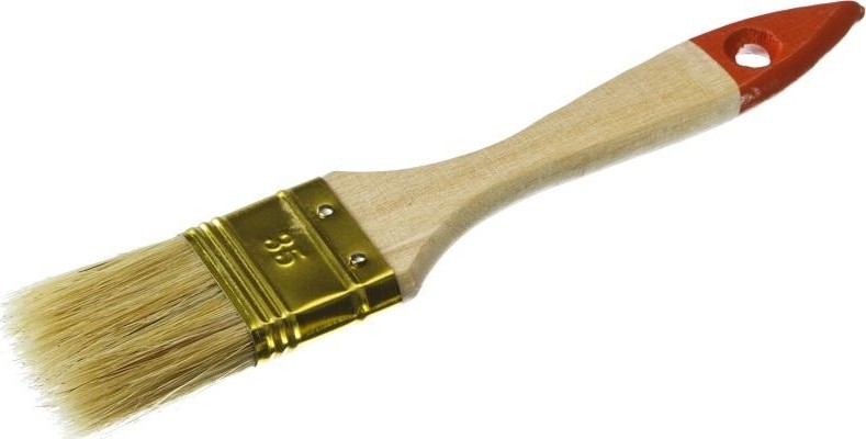 Кисть флейцевая ЗУБР УНИВЕРСАЛ плоская светлая щетина, деревянная ручка, 35мм 01099-038_z01