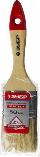 Кисть флейцевая ЗУБР УНИВЕРСАЛ-МАСТЕР 50 мм плоская натуральная щетина, дер. ручка 4-01003-050 - изображение 2
