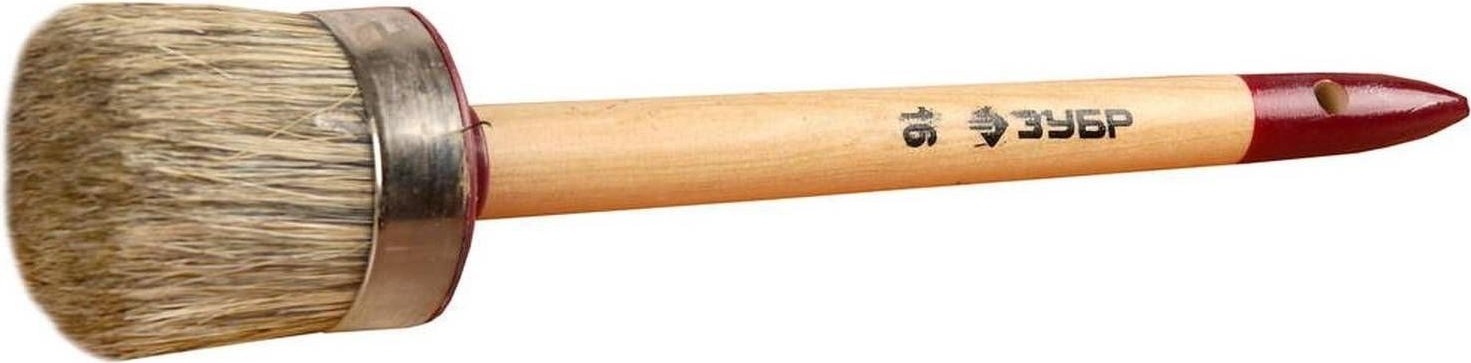 Кисть круглая ЗУБР МАСТЕР светлая щетина, деревянная ручка, №16, 55мм 01501-55