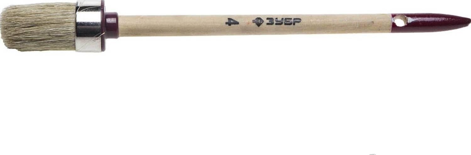 Кисть круглая ЗУБР МАСТЕР светлая щетина, деревянная ручка, №4, 25мм 01501-25