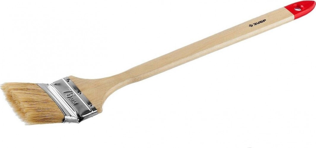 Кисть радиаторная ЗУБР МАСТЕР угловая светлая натуральная щетина, деревянная руч 01041-075