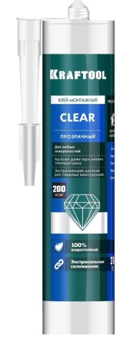 Клей монтажный KRAFTOOL 310мл суперсильный, прозрачный 41342