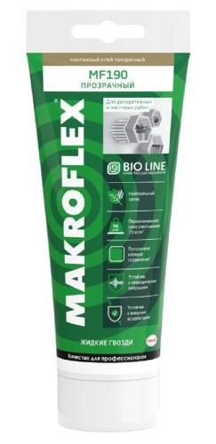Клей монтажный МАКРОФЛЕКС MF190 Bio Line ультрасильный, прозрачный (185 г) 2670486 Б0057167