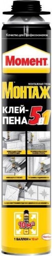 Клей-пена МОМЕНТ Монтаж 5 в 1 профессиональная (0,75 л) 2568327