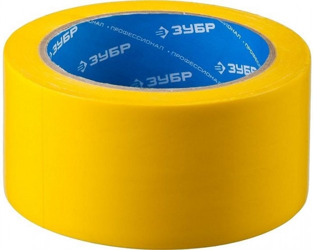 Клеящая лента разметочная ЗУБР ПРОФЕССИОНАЛ желтый, 50 мм х 25 м 12243-50-25