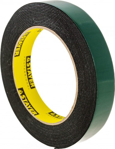 Клеящая лента STAYER PROFESSIONAL двухсторонняя на вспененной основе, черная, 19ммх5 12233-19-05 - изображение 2