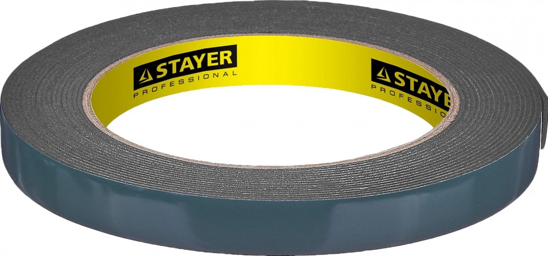 Клеящая лента STAYER PROFESSIONAL двухсторонняя на вспененной основе, черная, 12ммх5 12233-12-05 - изображение 2