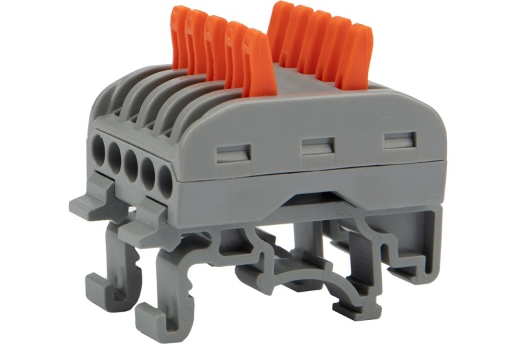 Клемма проходная REXANT СМК 222-425D 5-полюсная, на DIN-рейку (0,08-4 мм²), серая 4шт 07-5236-04 - изображение 3