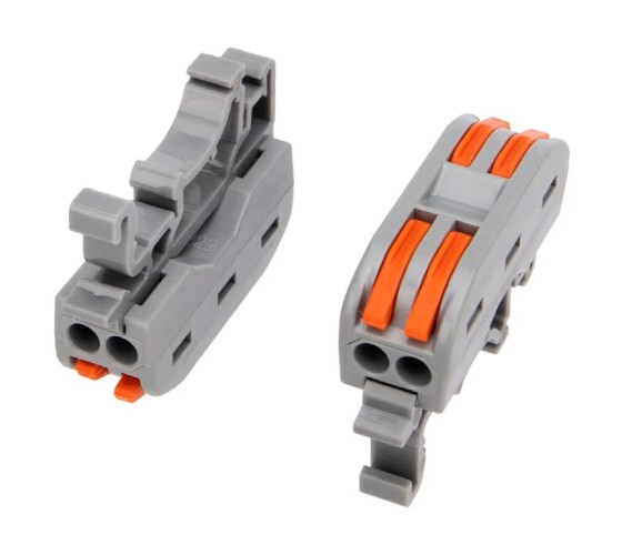 Клемма проходная REXANT СМК 222-422D 2-полюсная, на DIN-рейку (0,08-4 мм²), серая, 5шт 07-5239-05