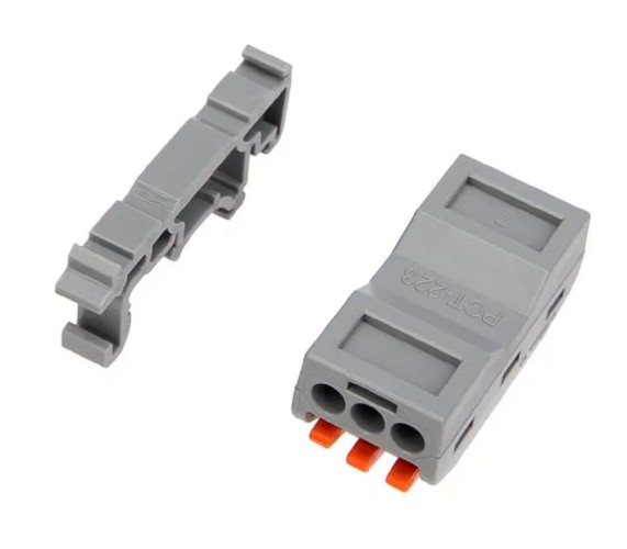 Клемма проходная REXANT СМК 222-423D 3-полюсная, на DIN-рейку (0,08-4 мм²) серая 50шт 07-5238 - изображение 2