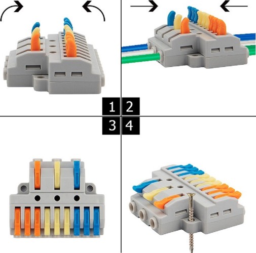 Клемма REXANT 07-5232-04 СМК 3х3 проходная разветвительная (4 шт/уп) - изображение 5
