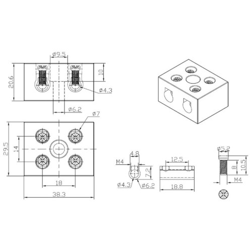 Клемма REXANT 07-6223 керамическая КВ 12 мм² 2 пары контактов (50 шт/уп)  07-6223 - изображение 5