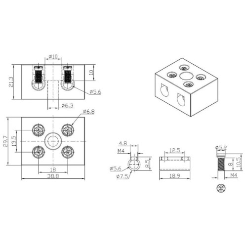 Клемма REXANT 07-6224 керамическая КВ 16 мм² 2 пары контактов (50 шт/уп) 07-6224 - изображение 5