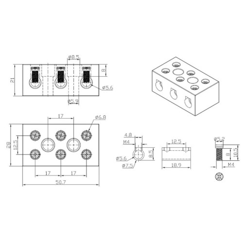 Клемма REXANT 07-6228 керамическая КВ 16 мм² 3 пары контактов (45 шт/уп) 07-6228 - изображение 5