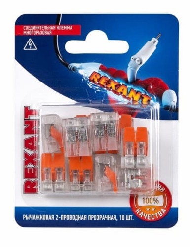 Клемма REXANT СМК 221-412 универсальная компактная 2-проводная до 4,0 мм² 10 06-0216-A10