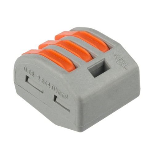 Клемма REXANT СМК 222-413 универсальная 3-проводная серая 0,08-2,5/4 мм² (20 07-5253-4-20 - изображение 3