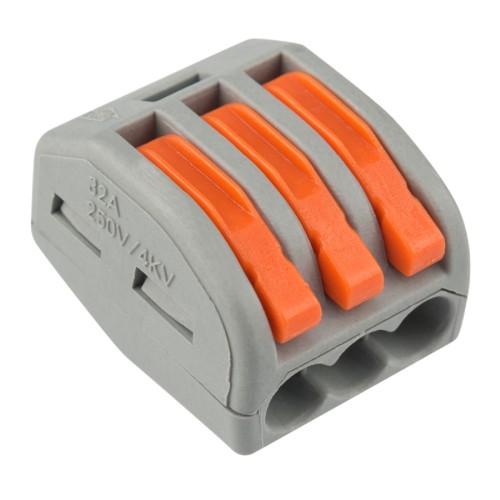 Клемма REXANT СМК 222-413 универсальная 3-проводная серая 0,08-2,5/4 мм² (50 07-5253-4