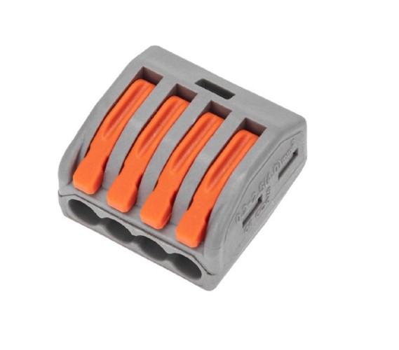 Клемма REXANT СМК 222-414 универсальная 4-проводная серая 0,08-2,5/4 мм² (бл 07-5254-4-10