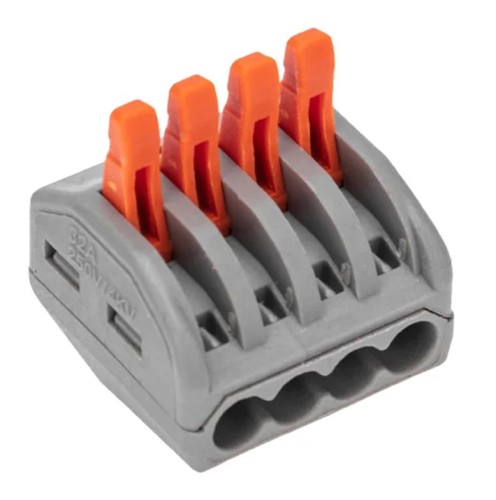 Клемма REXANT СМК 222-414 универсальная 4-проводная серая 0,08-2,5/4 мм² (бл 07-5254-4-05 - изображение 3