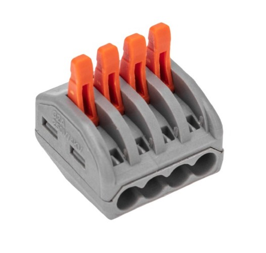 Клемма REXANT СМК 222-414 универсальная 4-проводная серая 0,08-2,5/4 мм² (бл 07-5254-4-10 - изображение 3