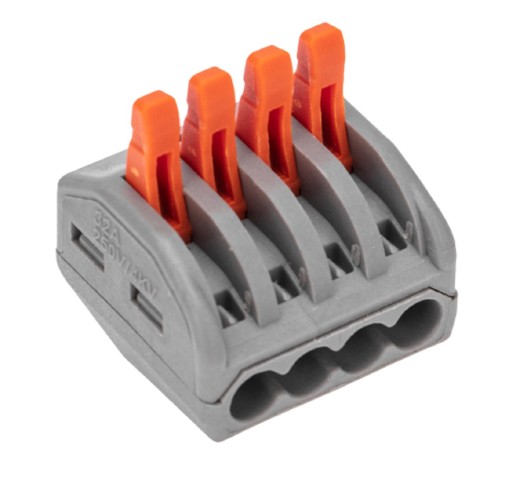 Клемма REXANT СМК 222-414 универсальная 4-проводная серая 0,08-2,5/4 мм² (50 07-5254-4 - изображение 3