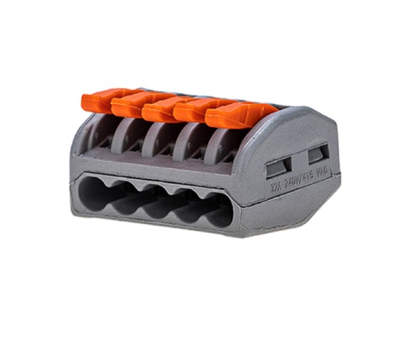 Клемма REXANT СМК 222-415 универсальная 5-проводная серая 0,08-2,5/4 мм² 5 ш 06-0202-B5 - изображение 2