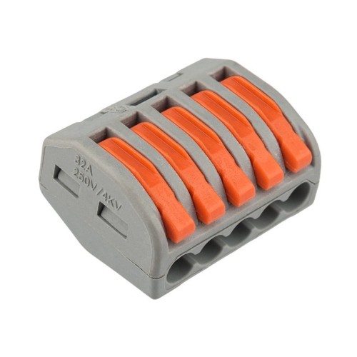 Клемма REXANT СМК 222-415 универсальная 5-проводная серая 0,08-2,5/4 мм² (40 07-5255-4