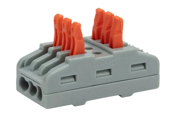 Клемма REXANT СМК 222-423 проходная 3 полюса (0,08-4 мм²), серая (5 шт./уп.) 07-6263-3-05 - изображение 3