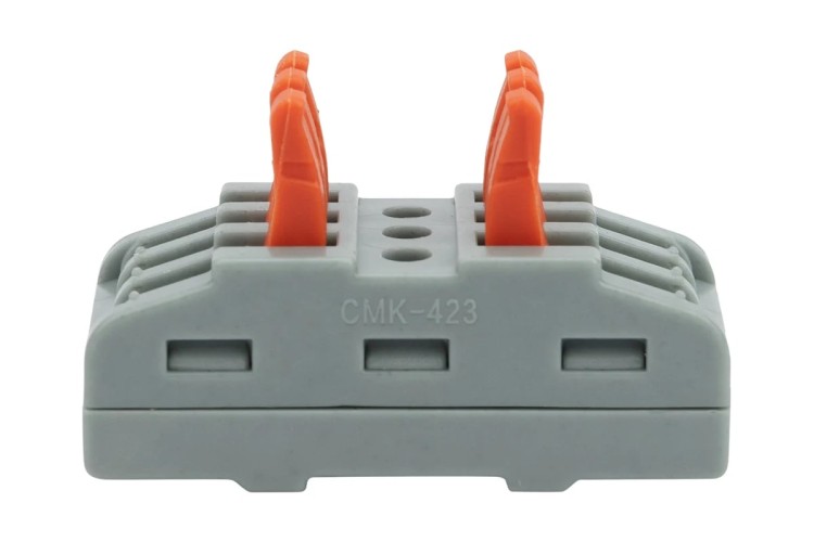 Клемма REXANT СМК 222-423 проходная 3 полюса (0,08-4 мм²), серая (5 шт./уп.) 07-6263-3-05 - изображение 2