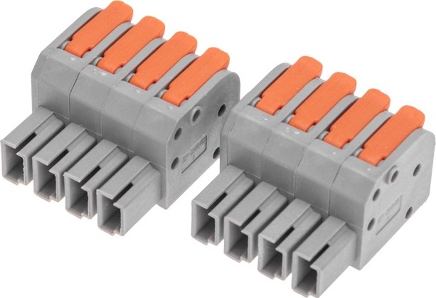 Клемма REXANT СМК 222-424R 4 полюса 0,2-2,5/4мм² (блистер 5 шт/уп) 07-5264-5