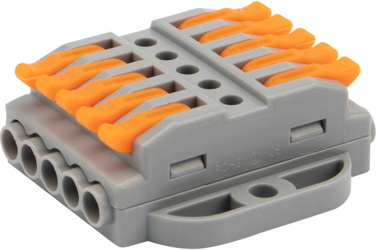 Клемма REXANT СМК 222-425P проходная 5 полюсов, с монтажной площадкой (0,08-4 07-6265-4