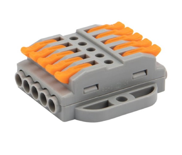 Клемма REXANT СМК 222-425P проходная 5 полюсов, с монтажной площадкой (0,08-4 07-6265