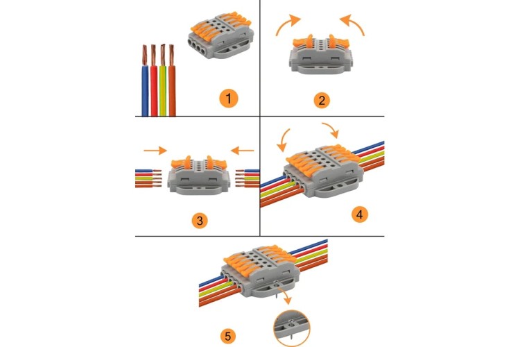 Клемма REXANT СМК 222-425P проходная 5 полюсов, с монтажной площадкой (0,08-4 07-6265-4 - изображение 4
