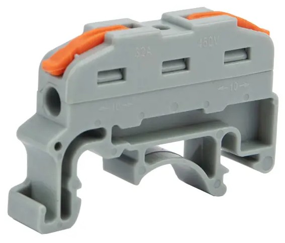 Клемма REXANT СМК 222-621-PT-6 3 вывода рычаг-push-in на din-рейку (50 шт/уп) 07-5294