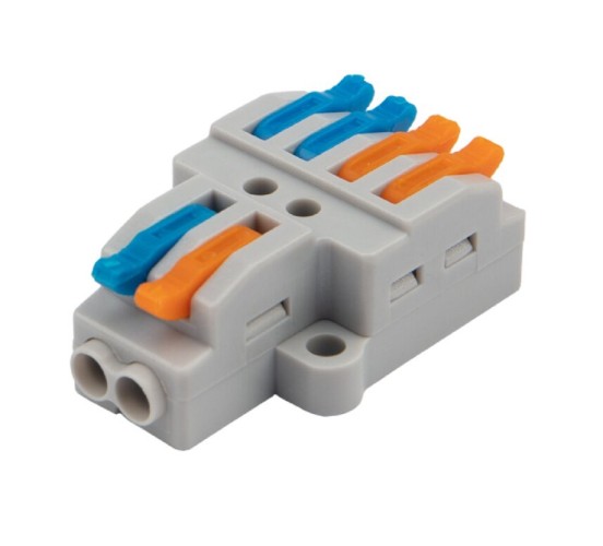 Клемма REXANT СМК 2x2 проходная разветвительная 2 полюса, с монтажной пл 07-5235